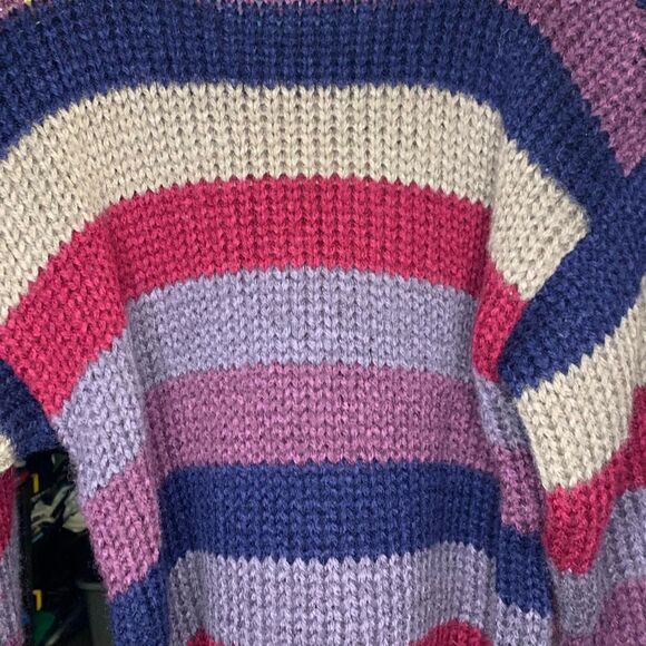 Vtg Handmade Knit Chunky Sweater Colorful Fun Funky Sweater Bee Size Medium - Picture 5 of 5